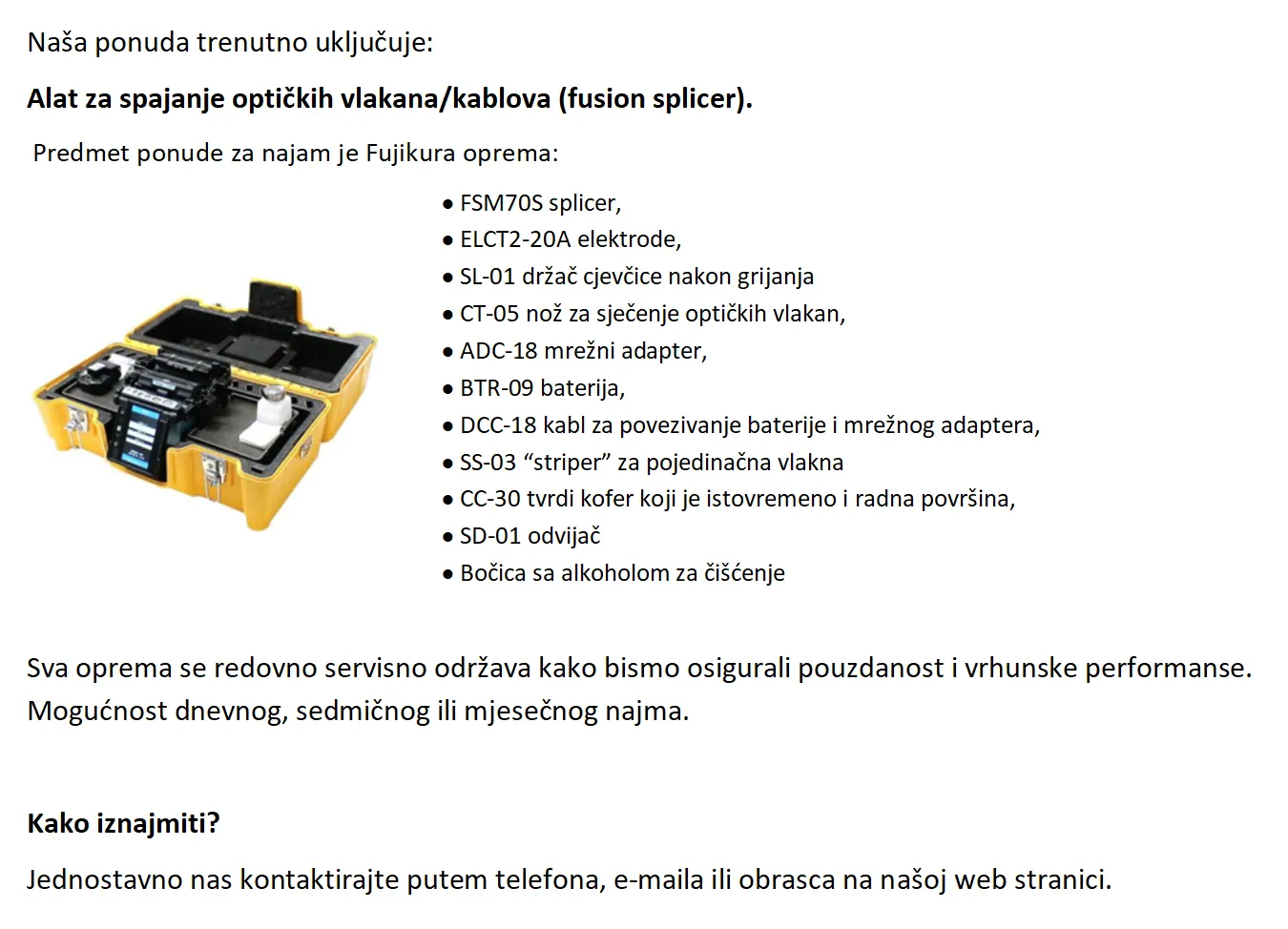 Equipment Rental Info
